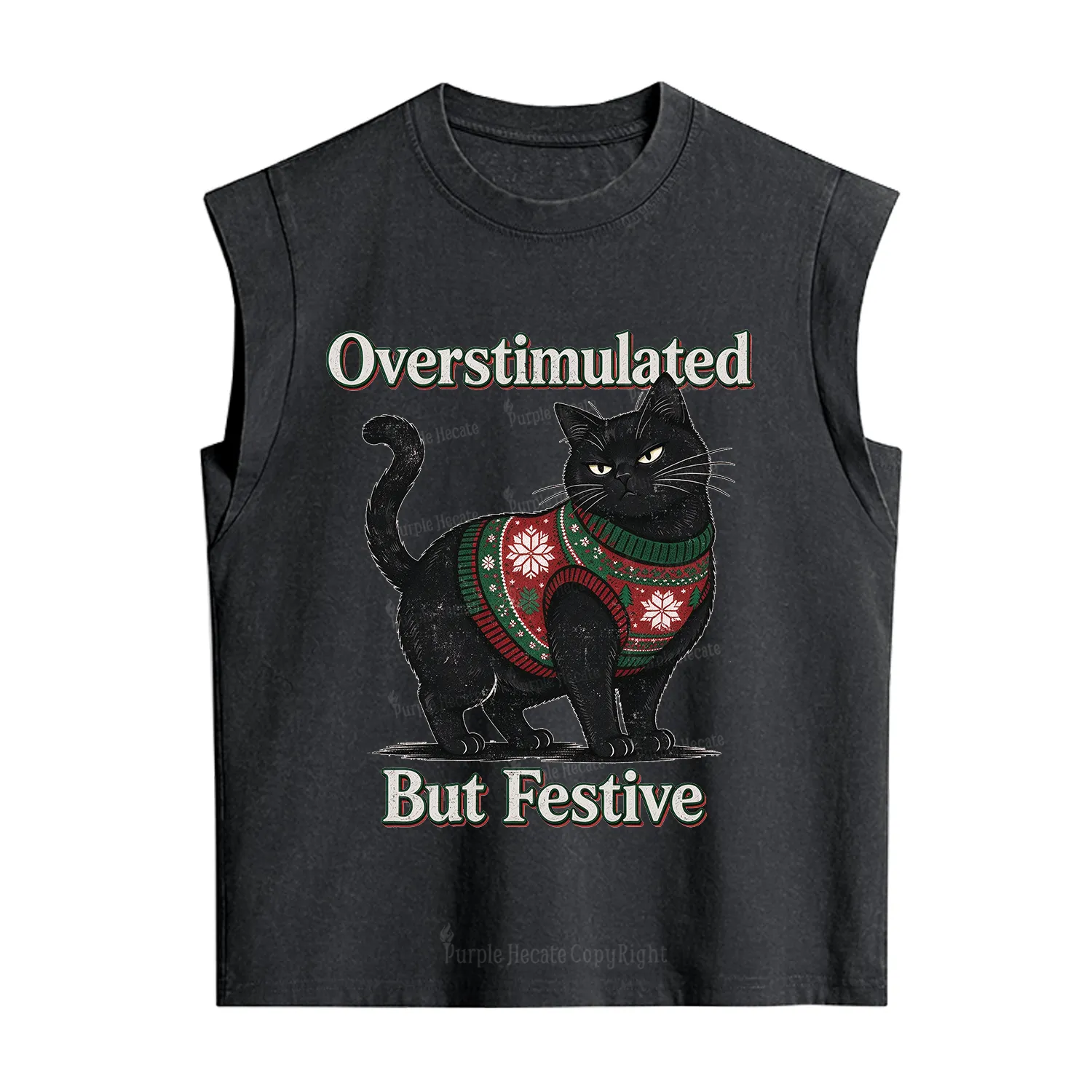 Purplehecate Overstimulated But Festive Christmas Vintage Washed Tank