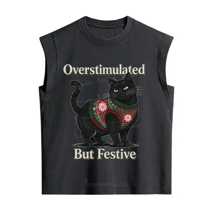 Purplehecate Overstimulated But Festive Christmas Vintage Washed Tank