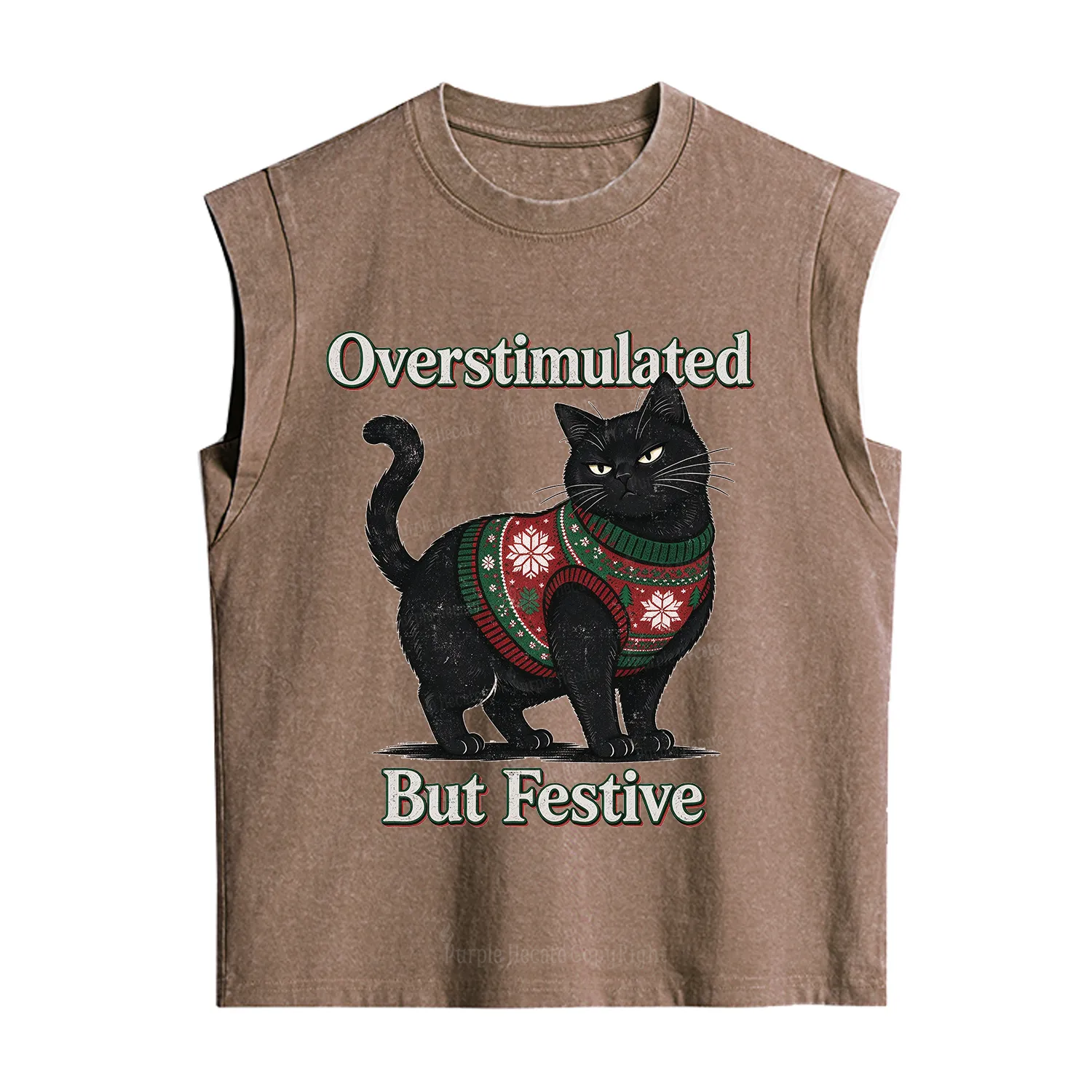 Purplehecate Overstimulated But Festive Christmas Vintage Washed Tank