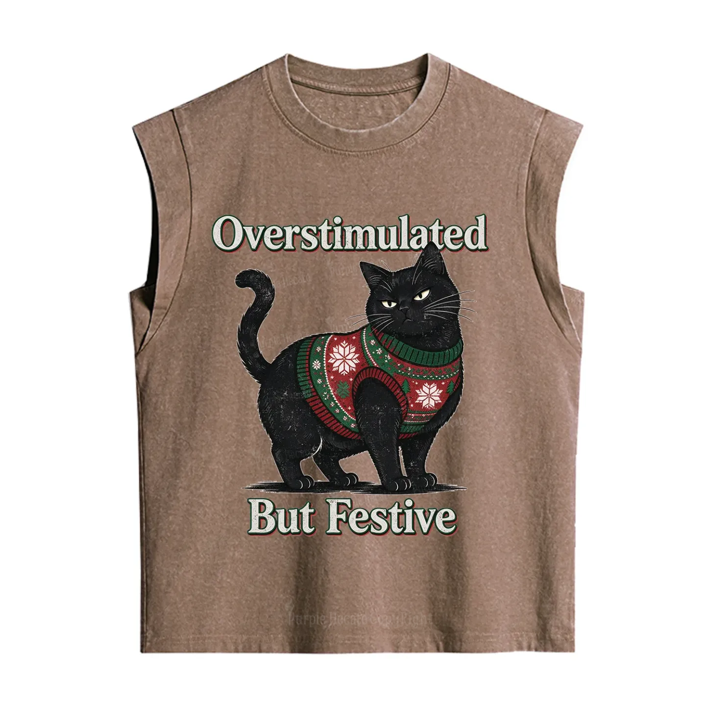 Purplehecate Overstimulated But Festive Christmas Vintage Washed Tank
