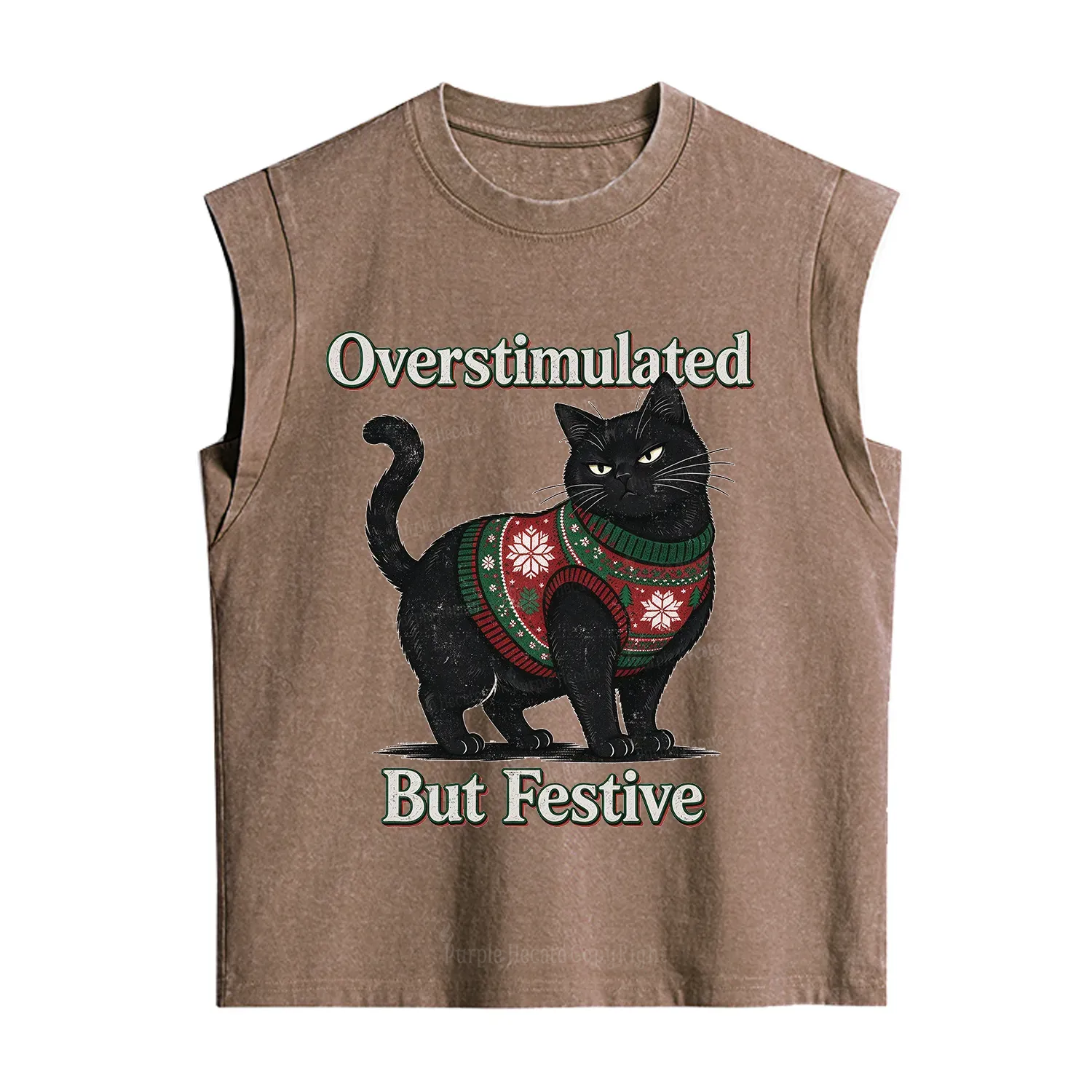 Purplehecate Overstimulated But Festive Christmas Vintage Washed Tank
