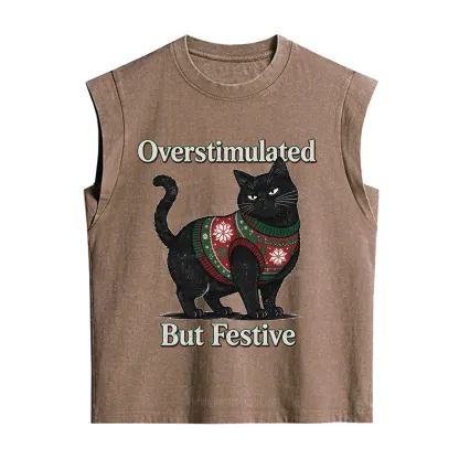 Purplehecate Overstimulated But Festive Christmas Vintage Washed Tank