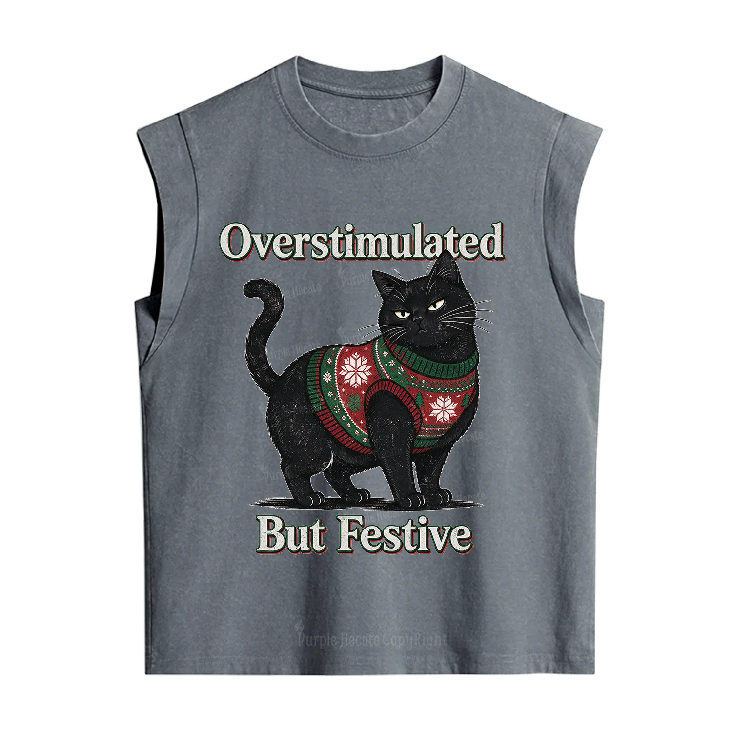 Purplehecate Overstimulated But Festive Christmas Vintage Washed Tank