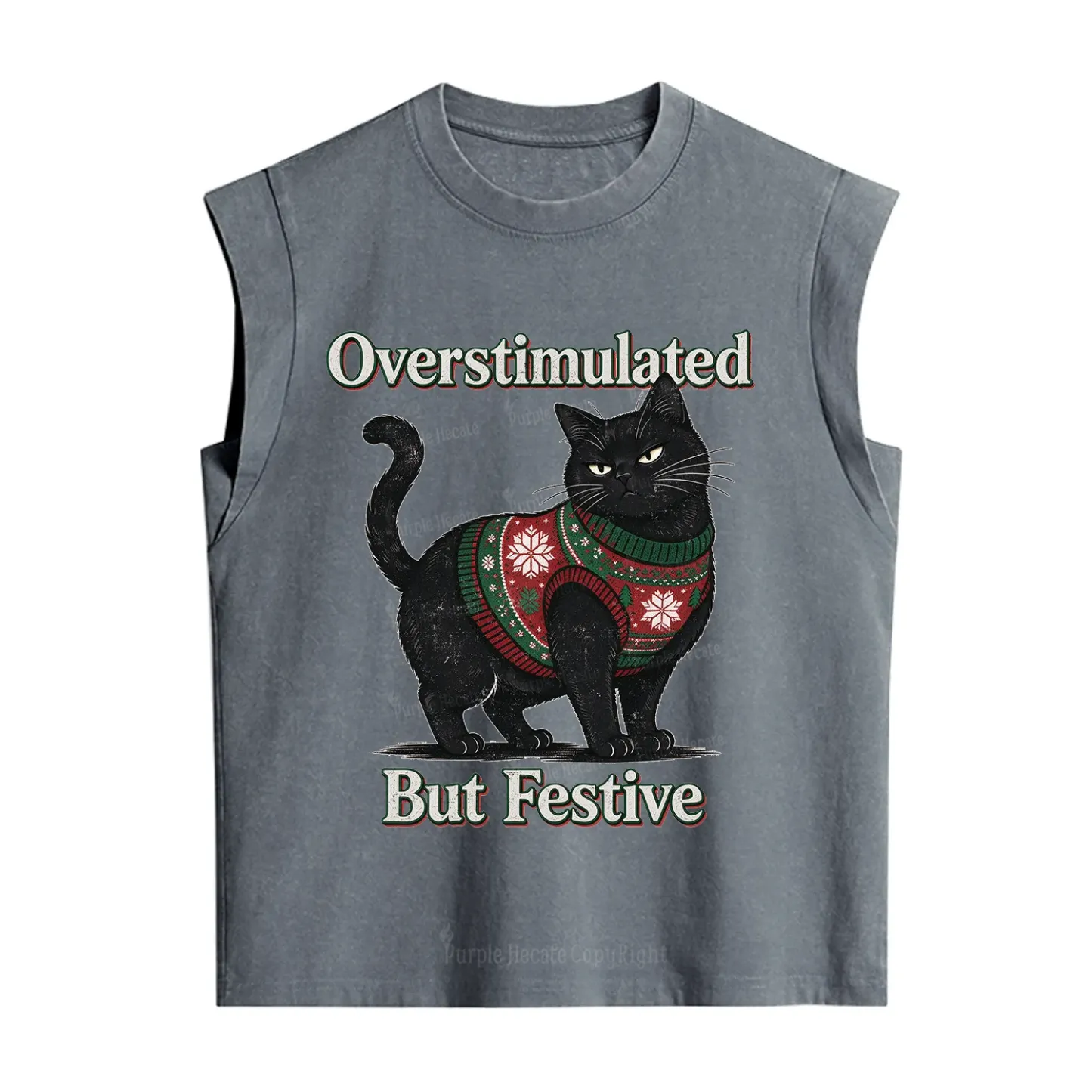 Purplehecate Overstimulated But Festive Christmas Vintage Washed Tank