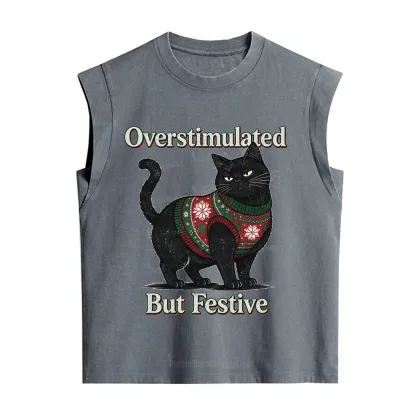 Purplehecate Overstimulated But Festive Christmas Vintage Washed Tank