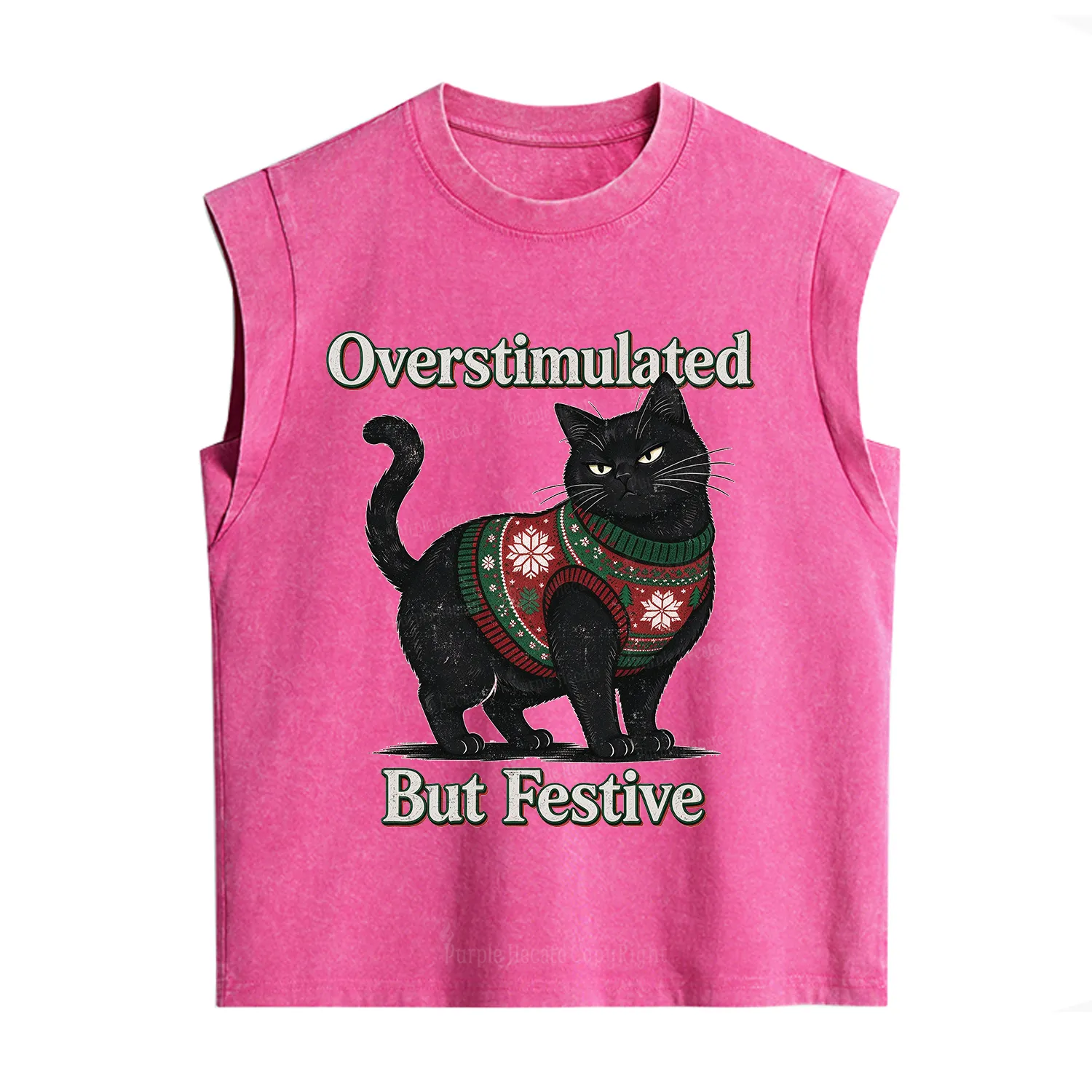 Purplehecate Overstimulated But Festive Christmas Vintage Washed Tank
