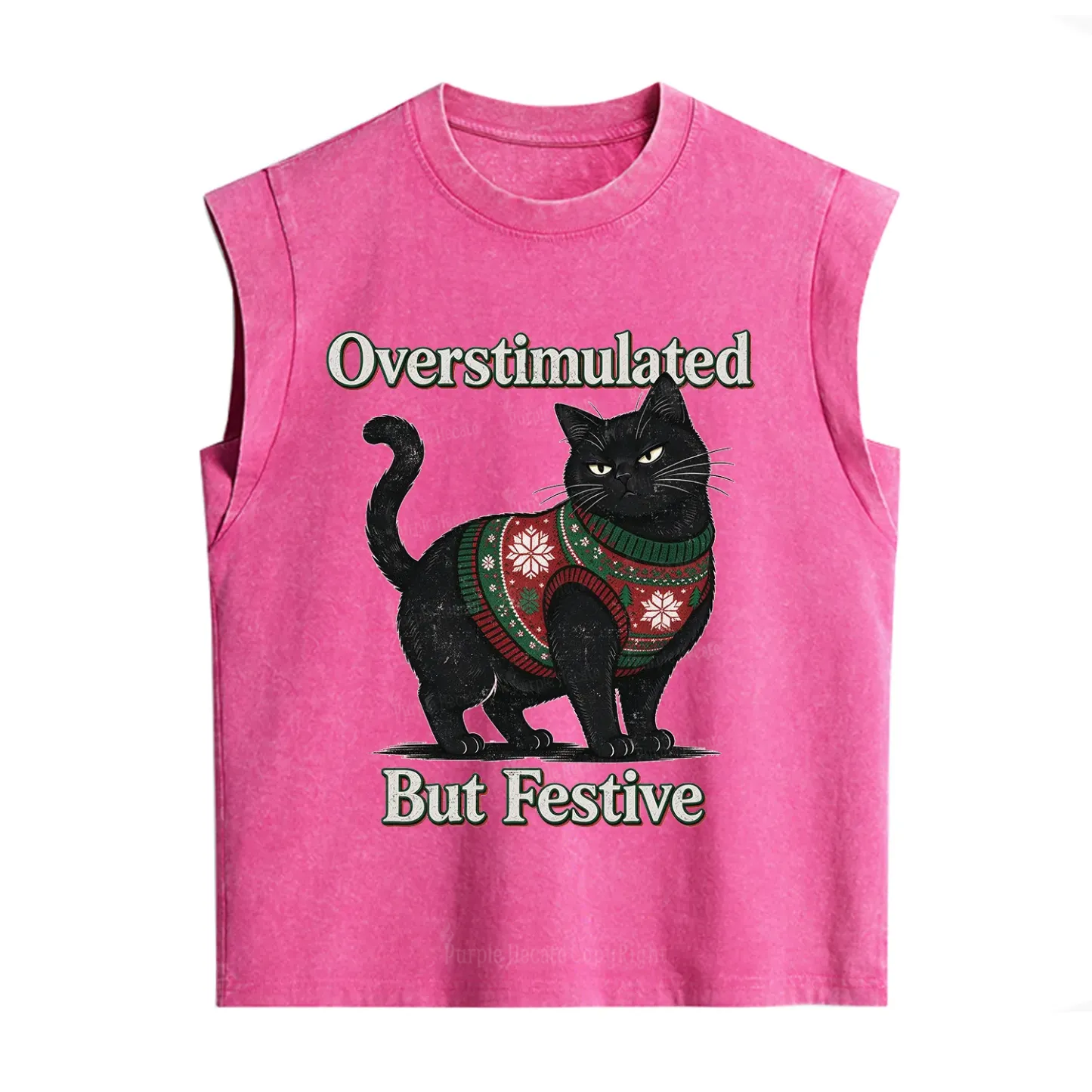 Purplehecate Overstimulated But Festive Christmas Vintage Washed Tank