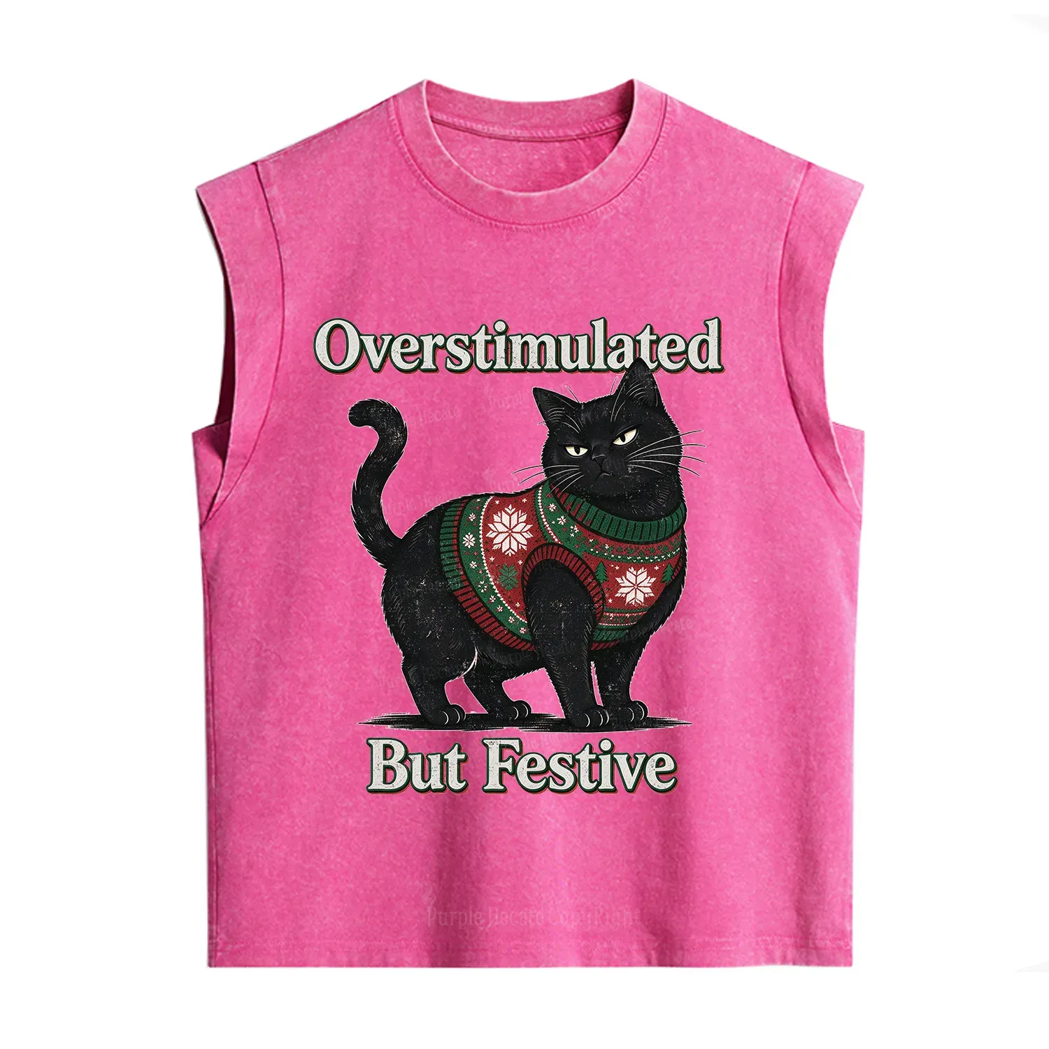 Purplehecate Overstimulated But Festive Christmas Vintage Washed Tank