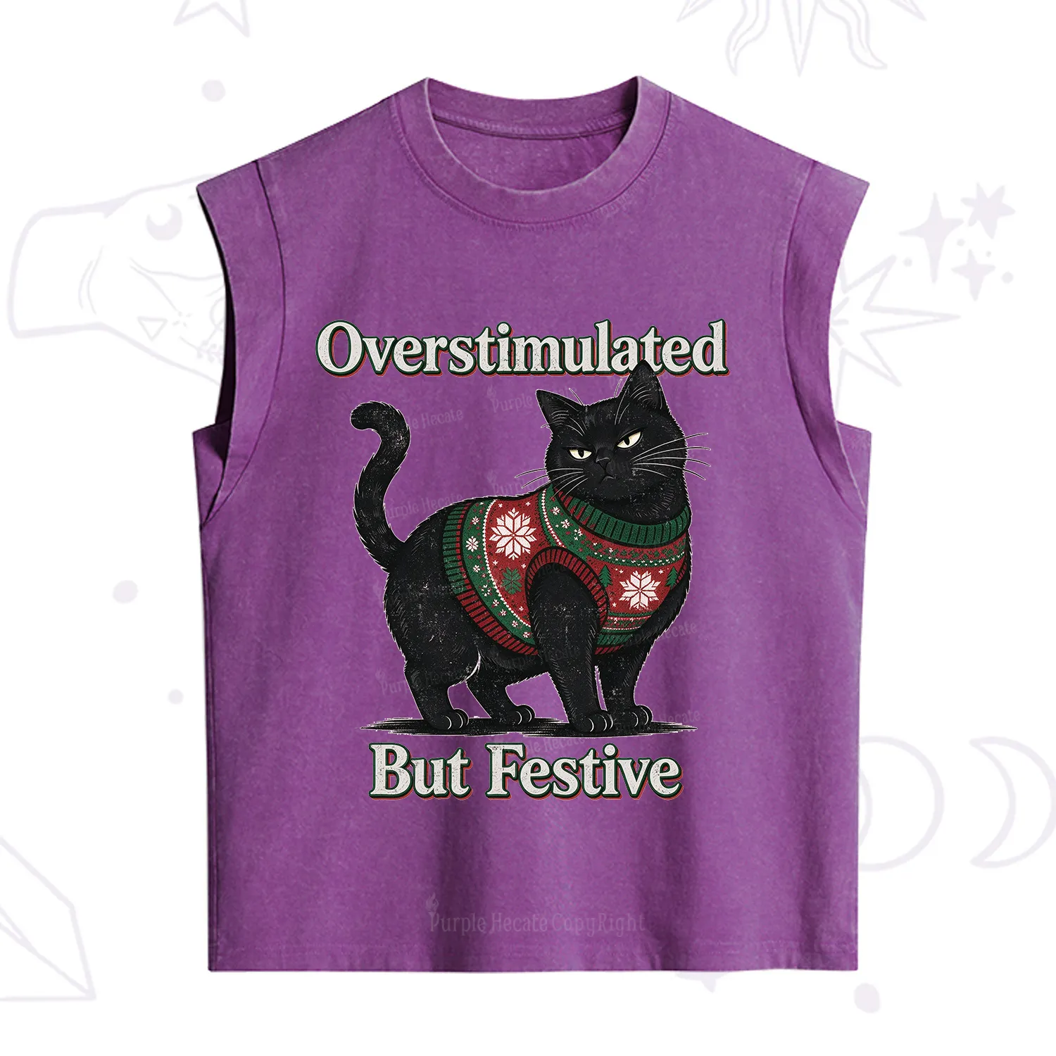 Purplehecate Overstimulated But Festive Christmas Vintage Washed Tank