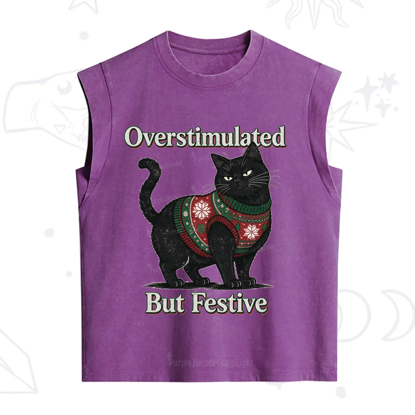 Purplehecate Overstimulated But Festive Christmas Vintage Washed Tank