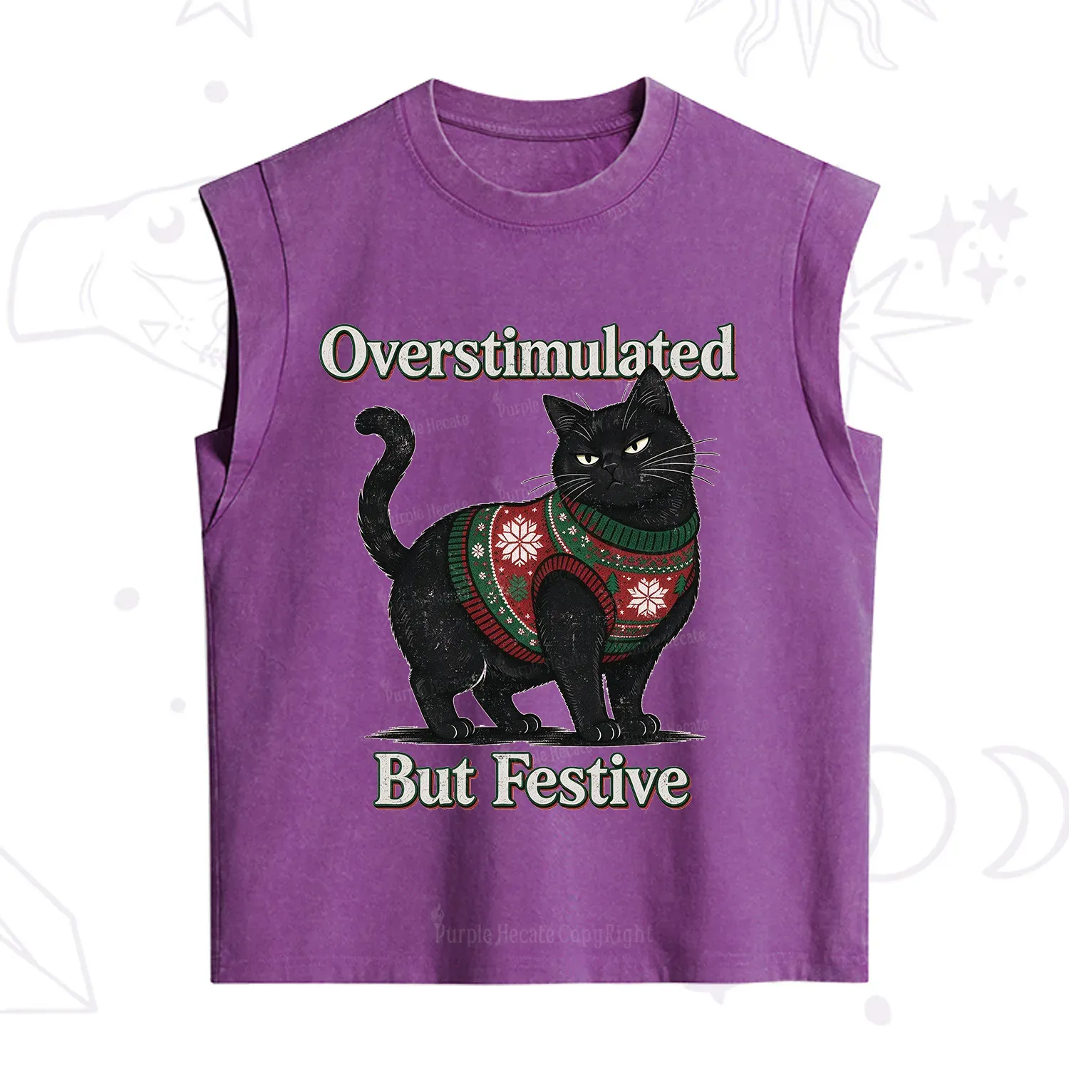 Purplehecate Overstimulated But Festive Christmas Vintage Washed Tank