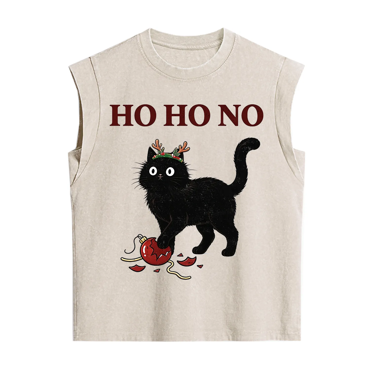 Purplehecate Black Cat Antlers Christmas Vintage Washed Tank