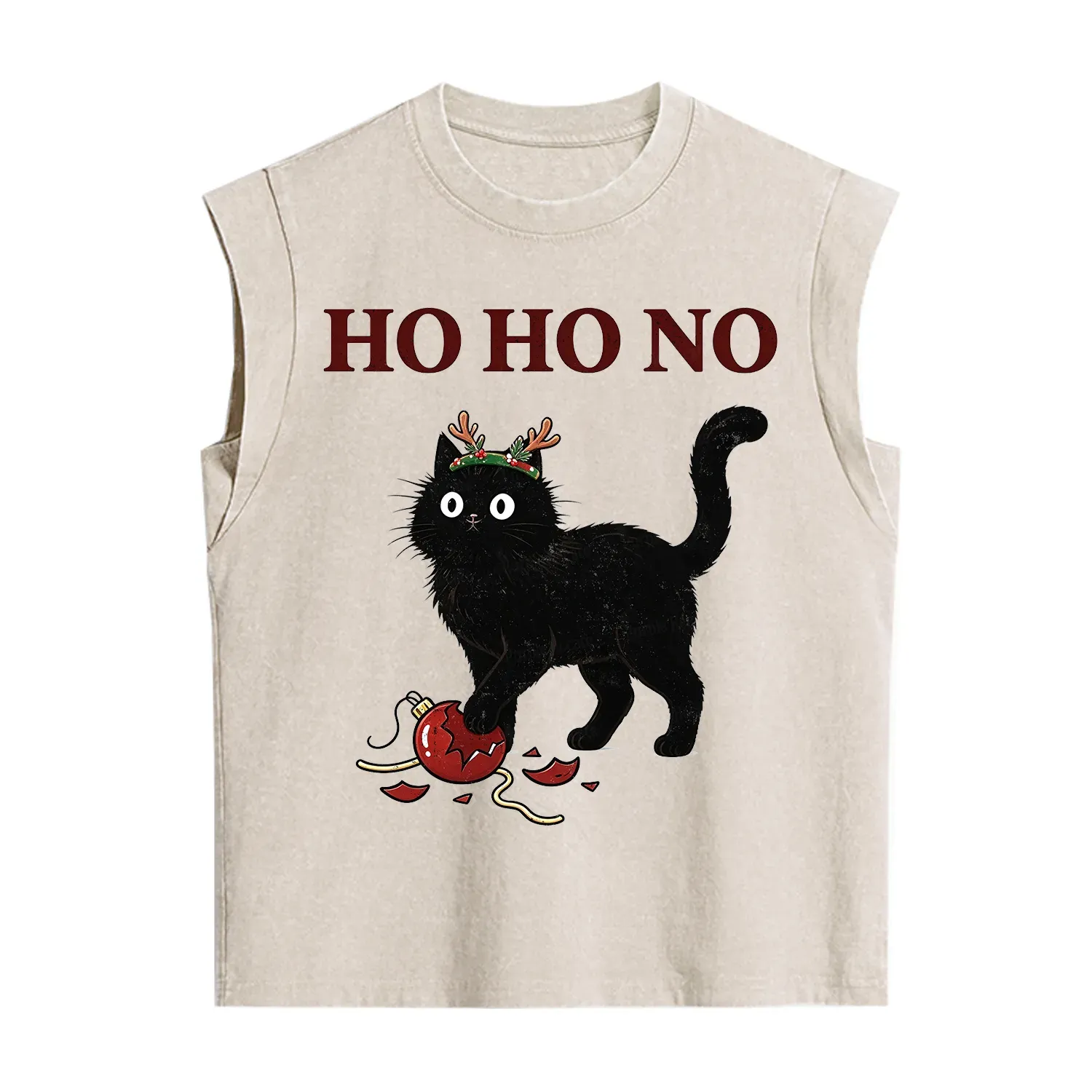 Purplehecate Black Cat Antlers Christmas Vintage Washed Tank