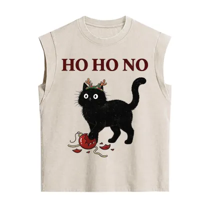 Purplehecate Black Cat Antlers Christmas Vintage Washed Tank