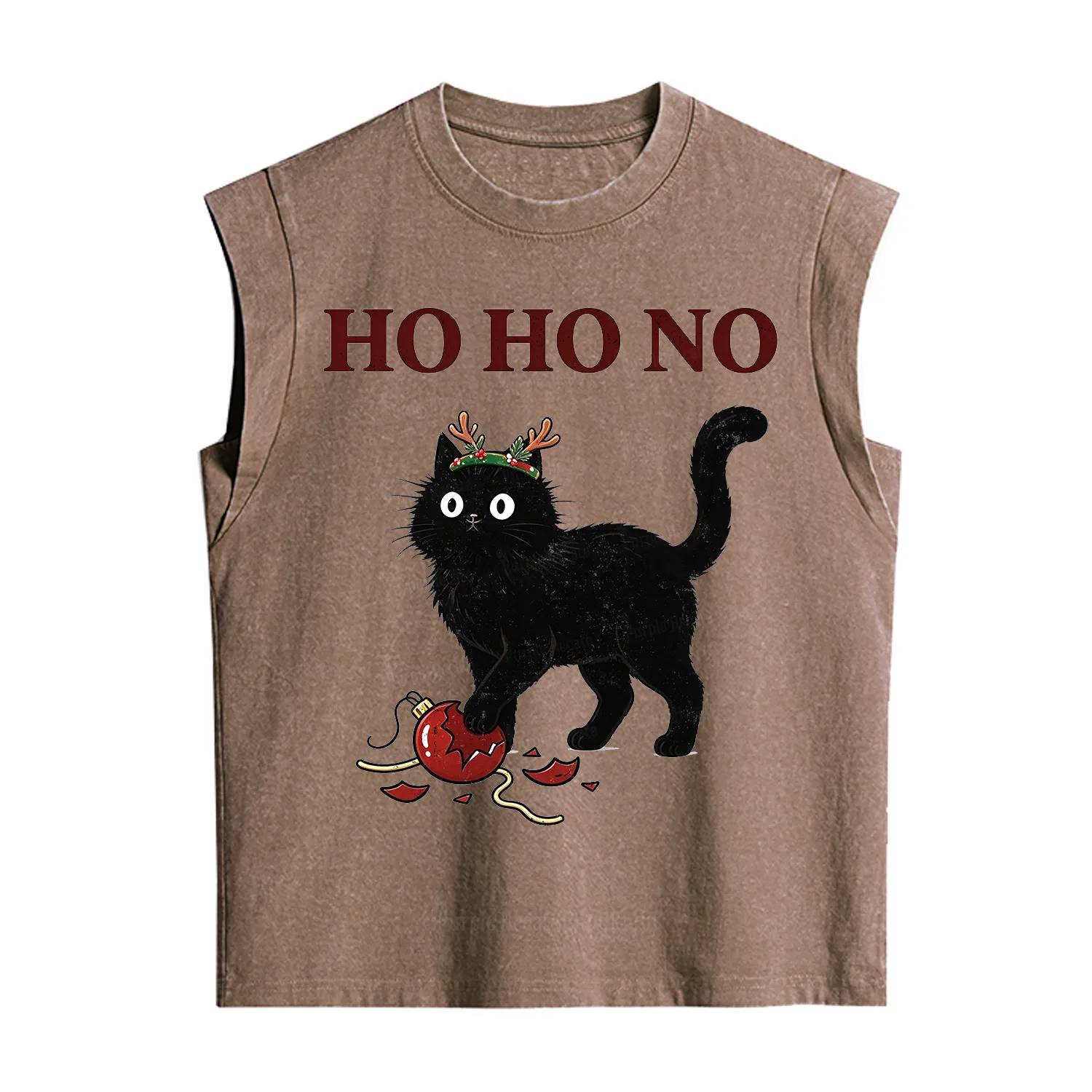 Purplehecate Black Cat Antlers Christmas Vintage Washed Tank