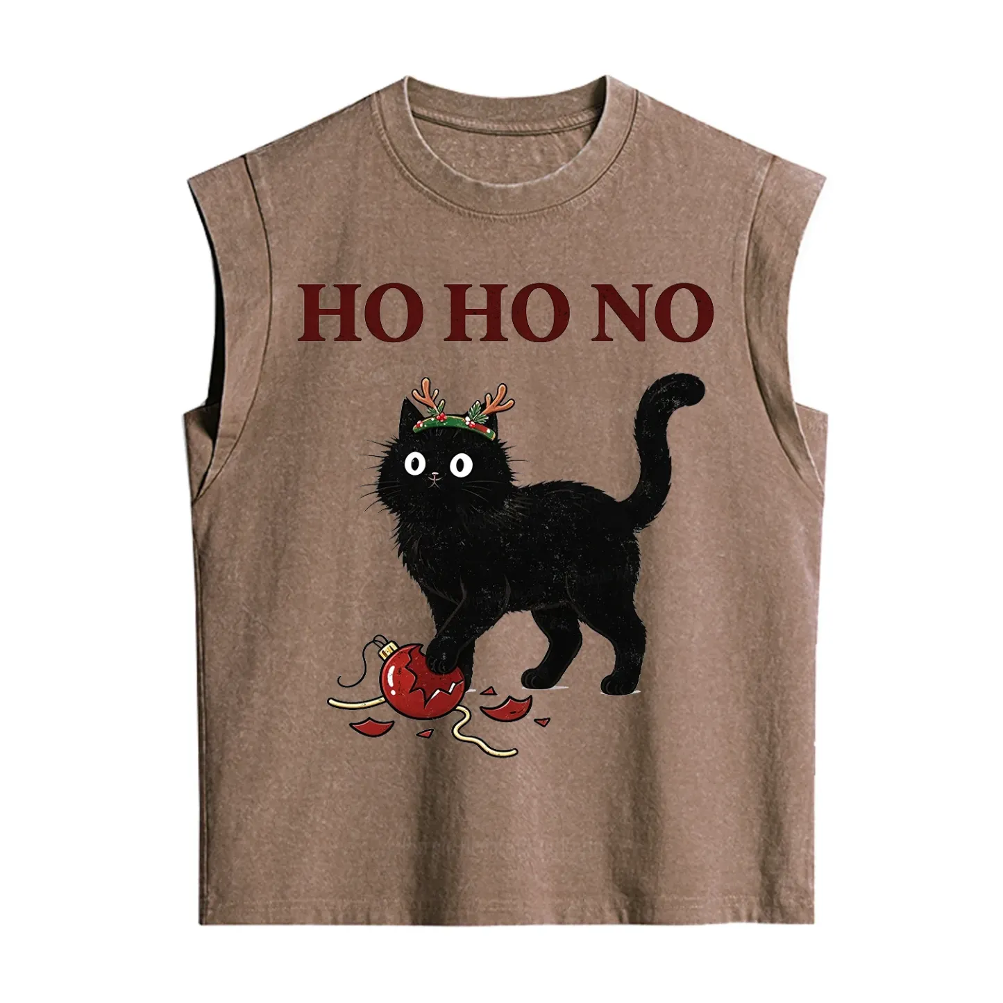 Purplehecate Black Cat Antlers Christmas Vintage Washed Tank