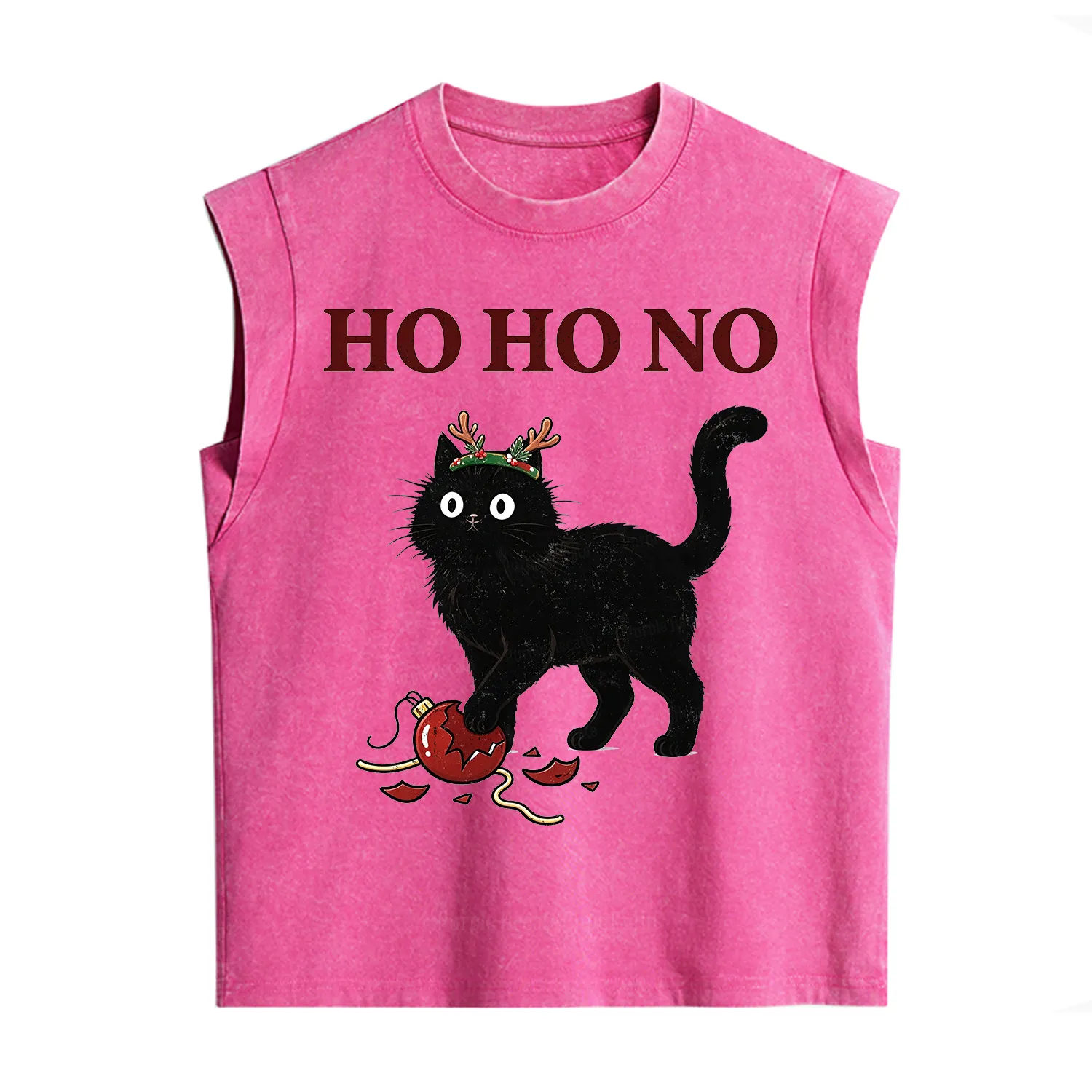 Purplehecate Black Cat Antlers Christmas Vintage Washed Tank