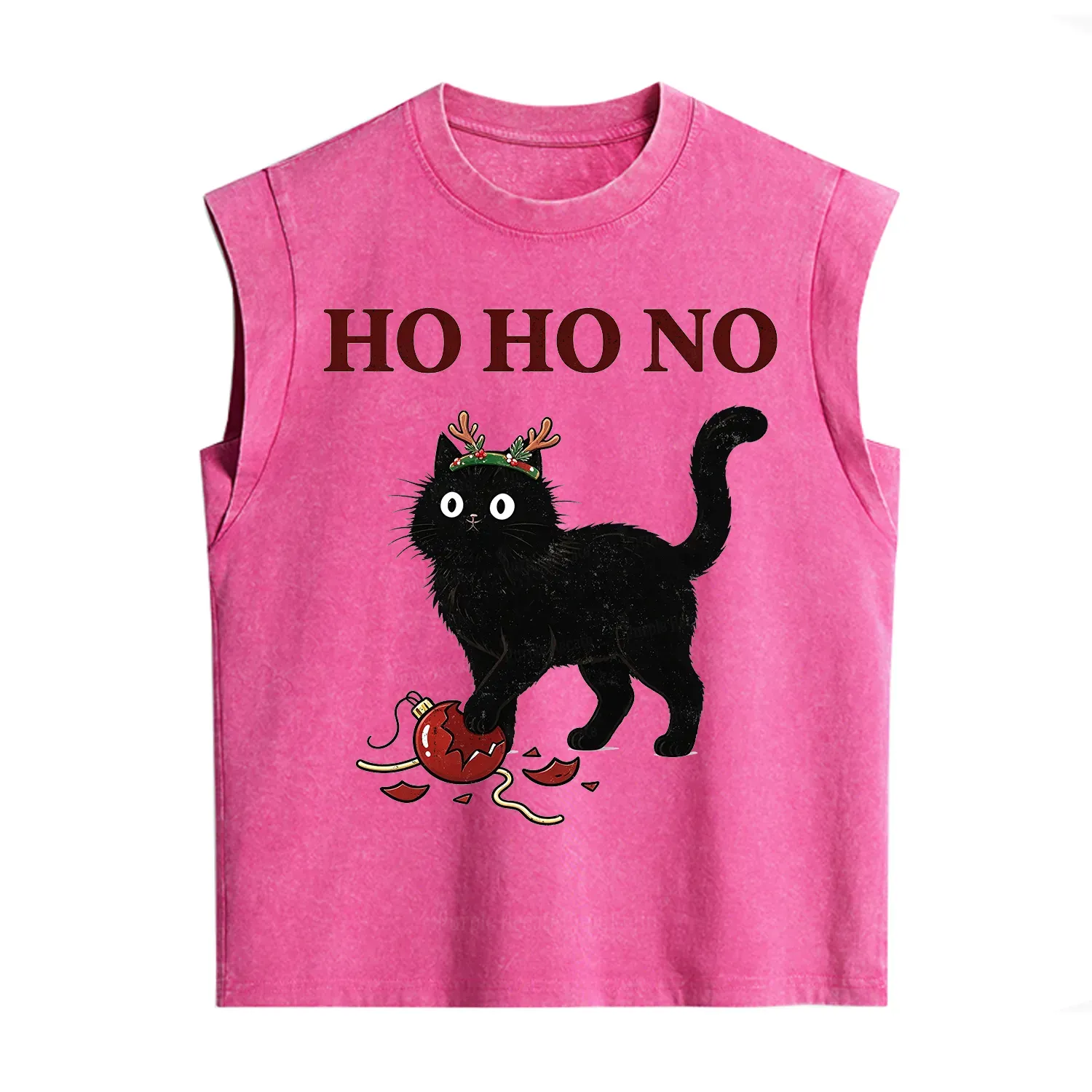 Purplehecate Black Cat Antlers Christmas Vintage Washed Tank