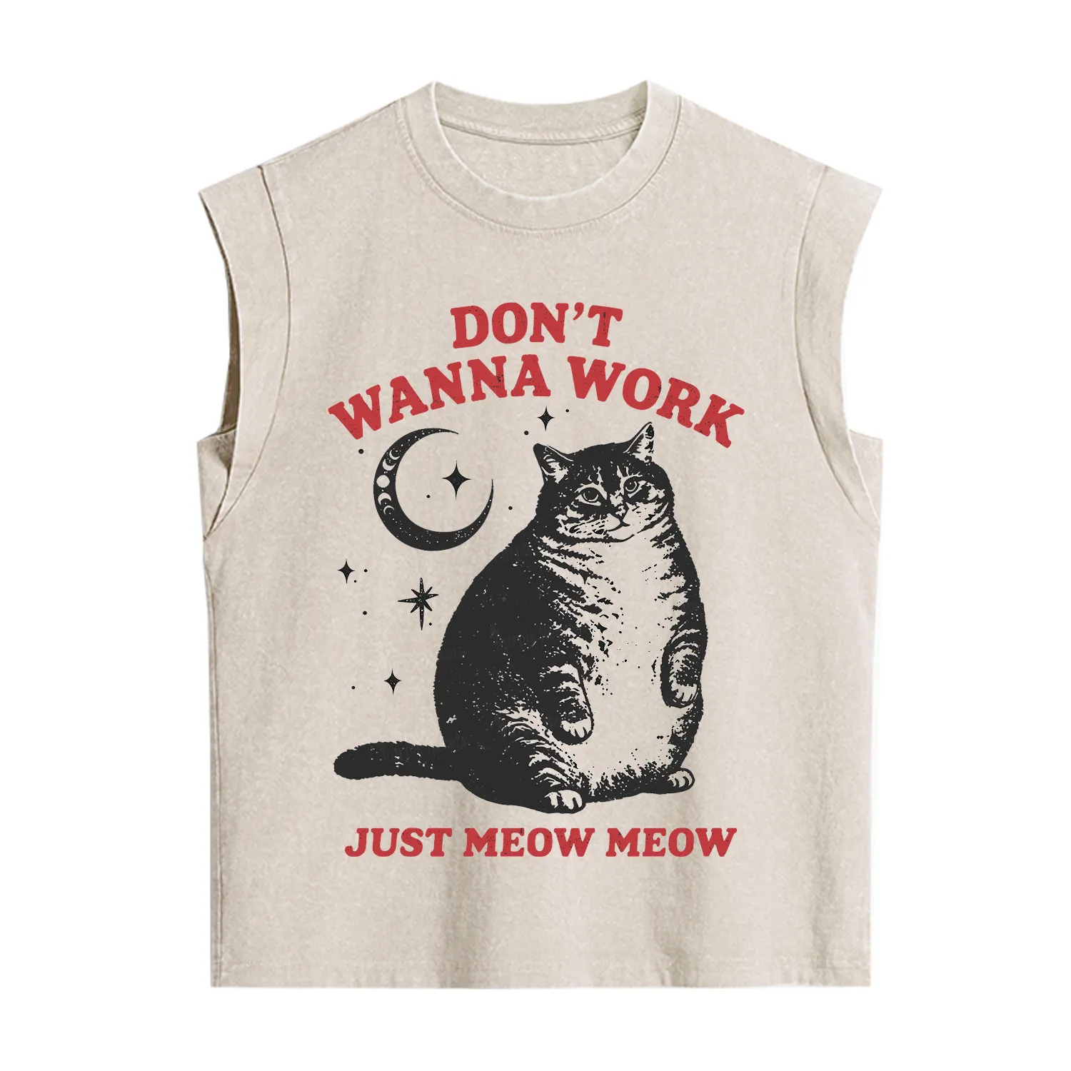 Purplehecate Don't Wanna Work Just Meow Meow Vintage Washed Tank