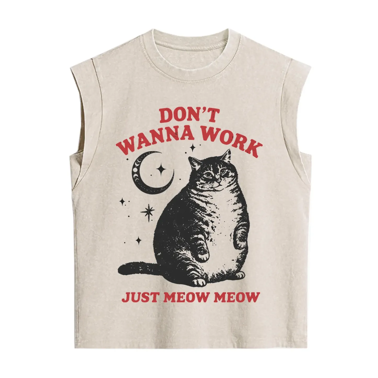 Purplehecate Don't Wanna Work Just Meow Meow Vintage Washed Tank