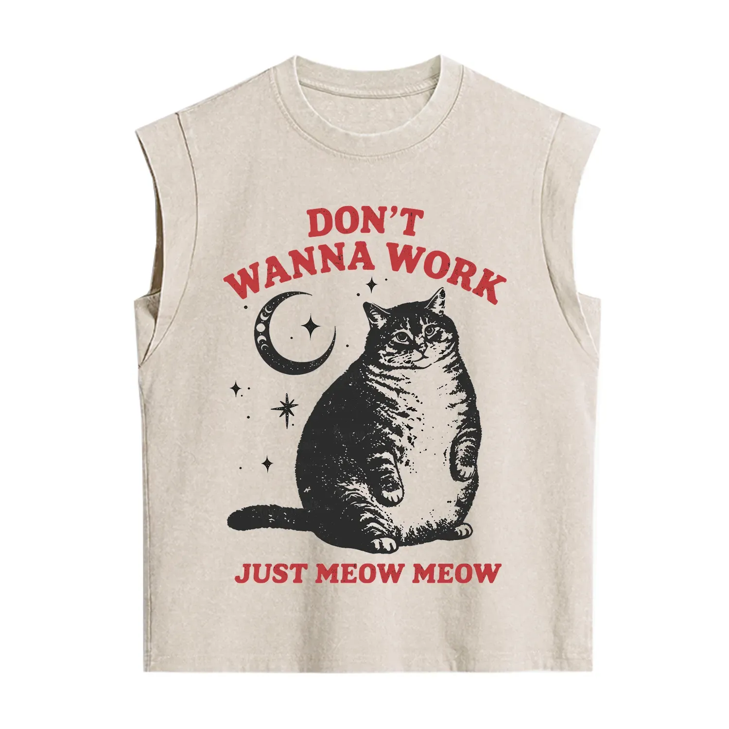 Purplehecate Don't Wanna Work Just Meow Meow Vintage Washed Tank