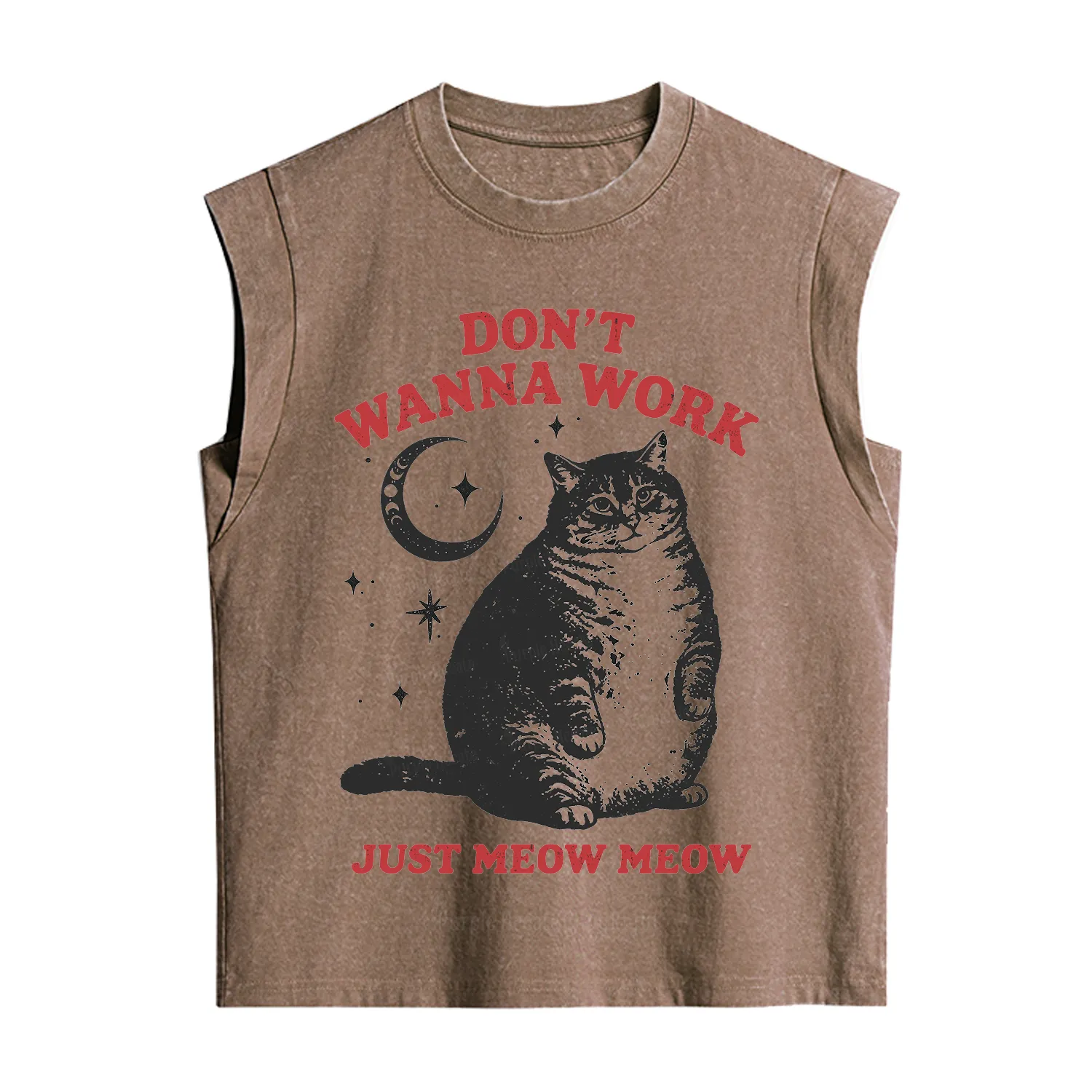 Purplehecate Don't Wanna Work Just Meow Meow Vintage Washed Tank