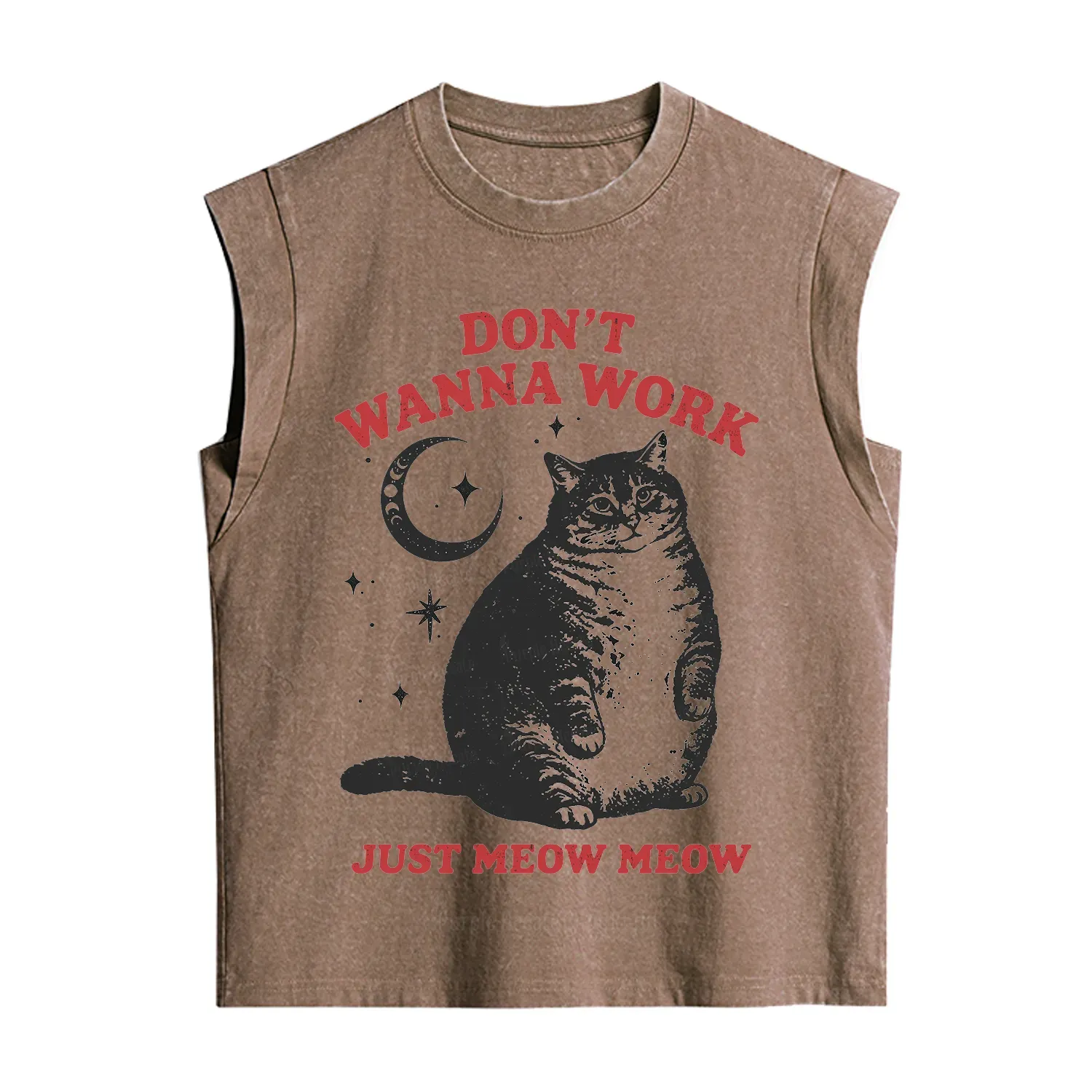 Purplehecate Don't Wanna Work Just Meow Meow Vintage Washed Tank