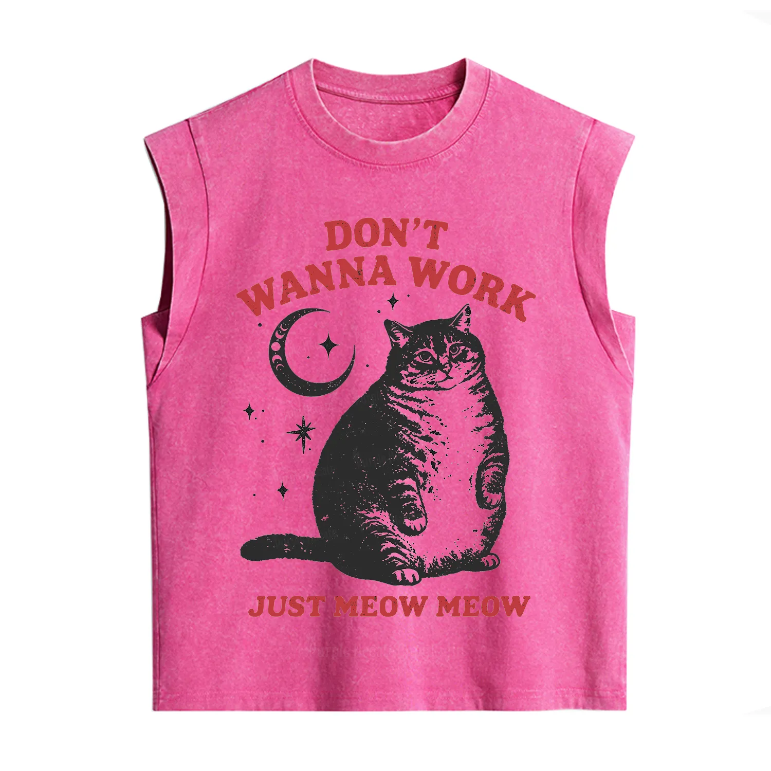 Purplehecate Don't Wanna Work Just Meow Meow Vintage Washed Tank