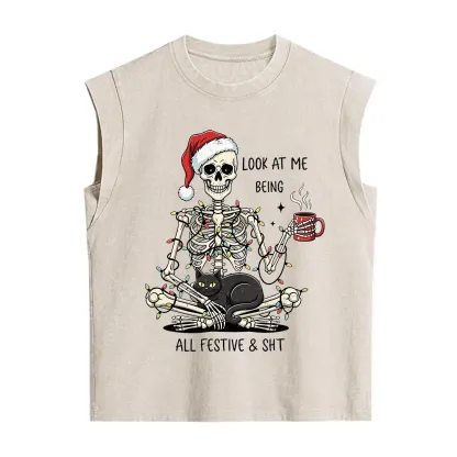Purplehecate Look At Me Being All Festive Christmas Vintage Washed Tank
