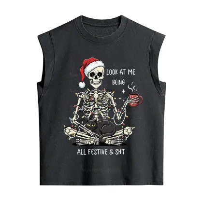 Purplehecate Look At Me Being All Festive Christmas Vintage Washed Tank