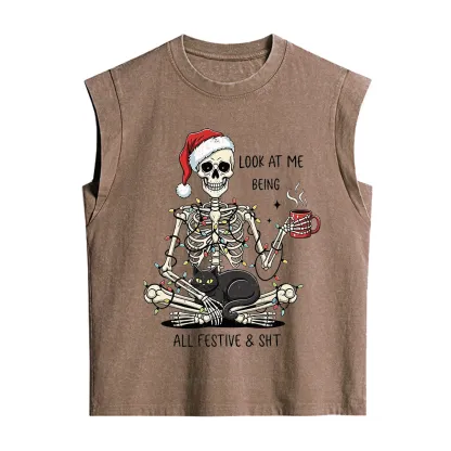 Purplehecate Look At Me Being All Festive Christmas Vintage Washed Tank