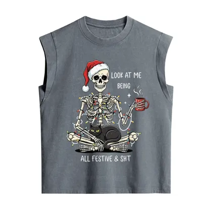 Purplehecate Look At Me Being All Festive Christmas Vintage Washed Tank
