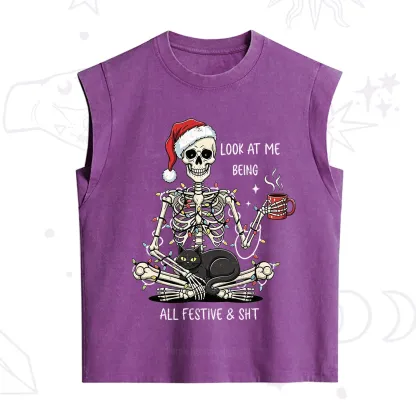 Purplehecate Look At Me Being All Festive Christmas Vintage Washed Tank