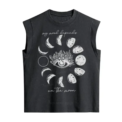 Purplehecate My Mood Depends On The Moon Vintage Washed Tank