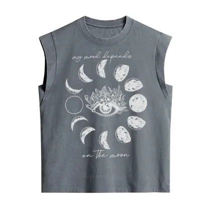 Purplehecate My Mood Depends On The Moon Vintage Washed Tank