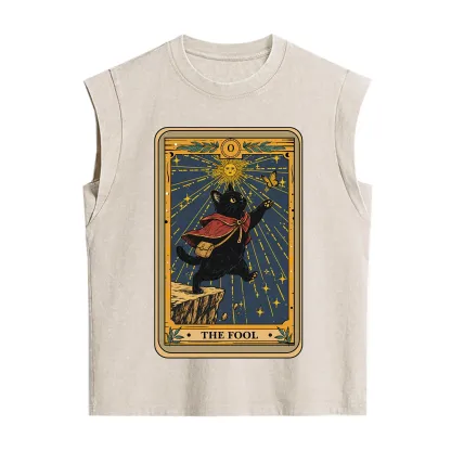 Purplehecate The Black Cat Fool Tarot Vintage Washed Tank
