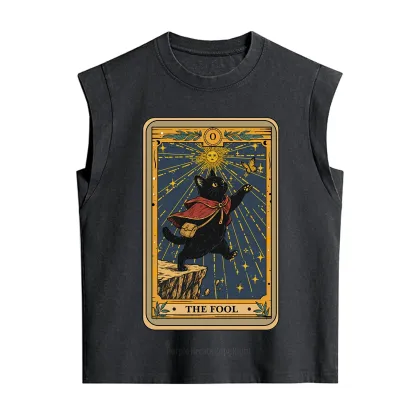 Purplehecate The Black Cat Fool Tarot Vintage Washed Tank