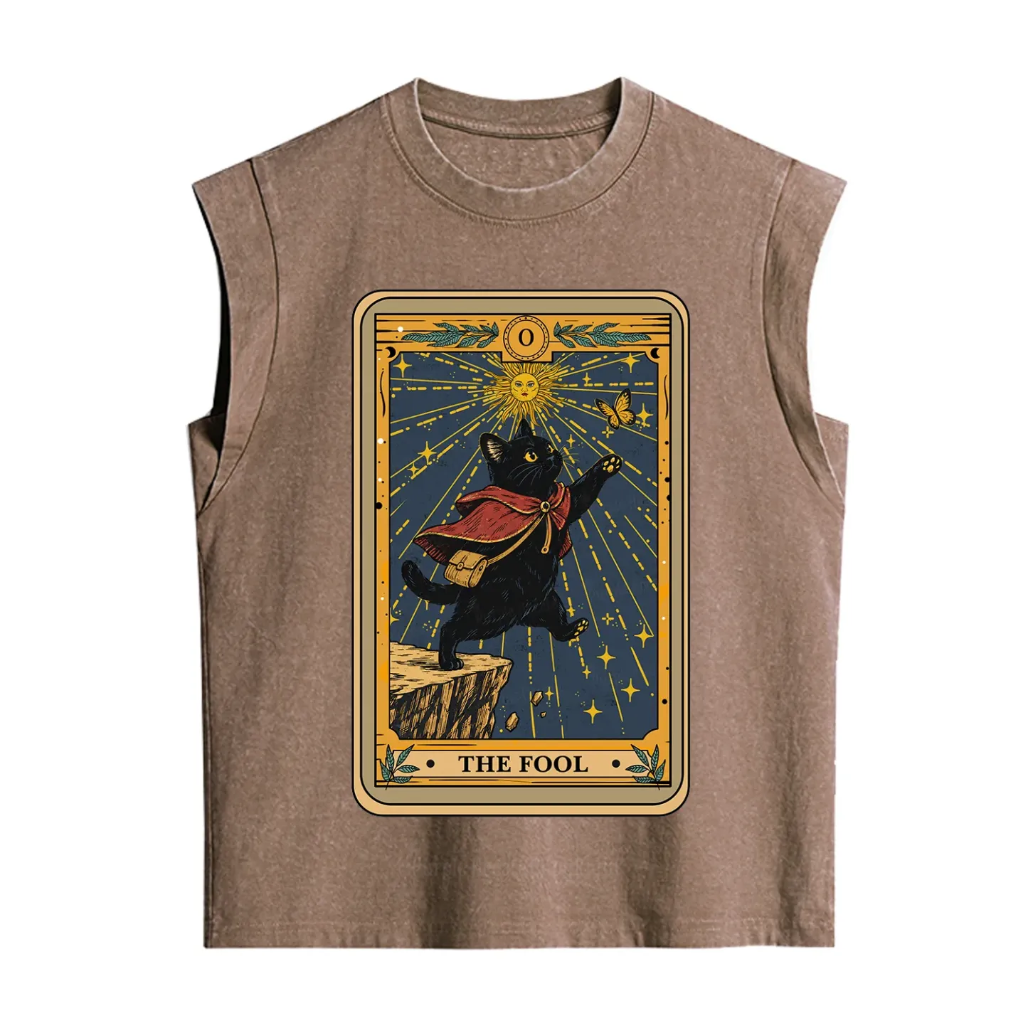 Purplehecate The Black Cat Fool Tarot Vintage Washed Tank
