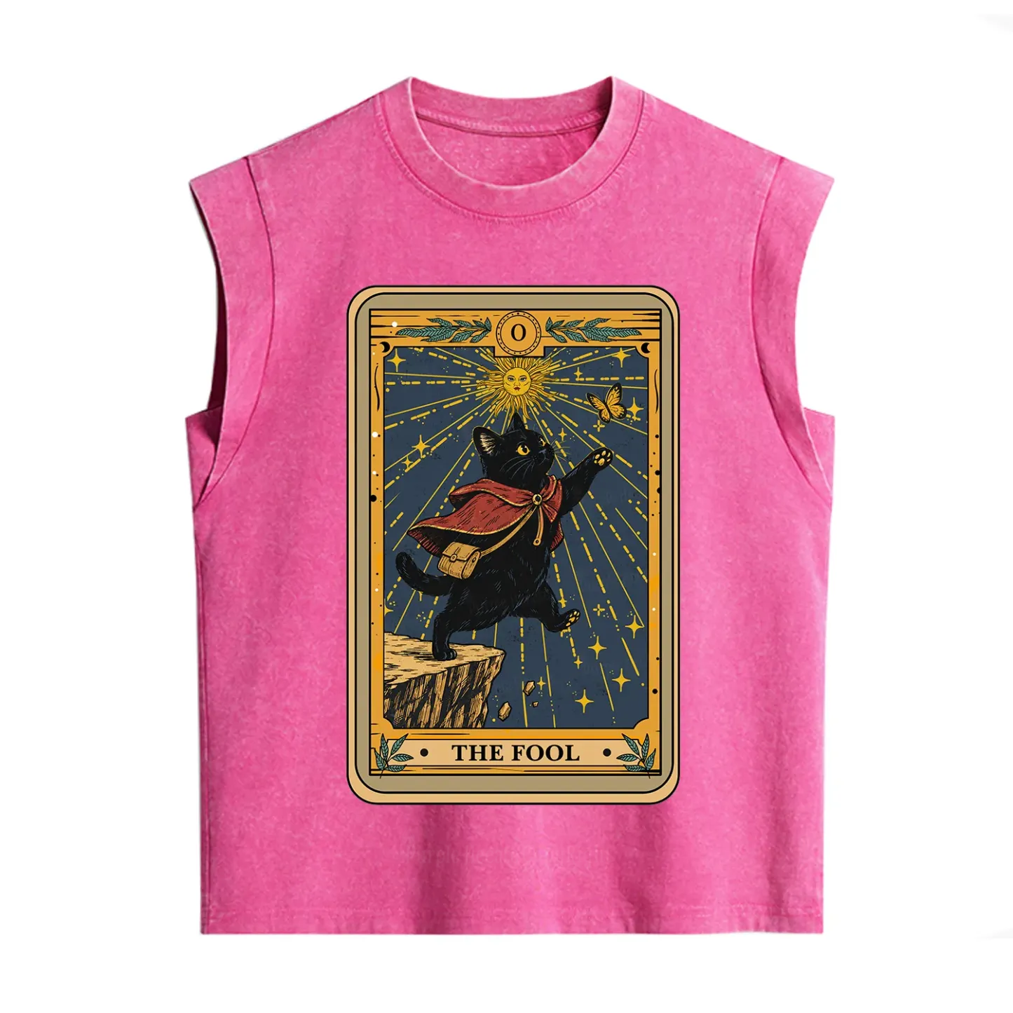 Purplehecate The Black Cat Fool Tarot Vintage Washed Tank