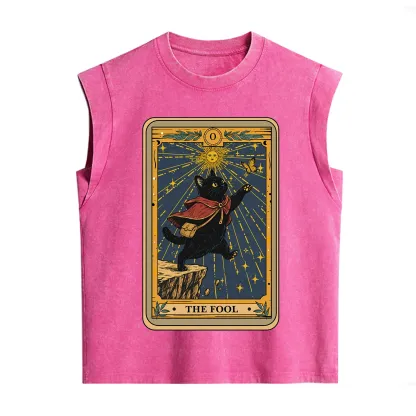 Purplehecate The Black Cat Fool Tarot Vintage Washed Tank