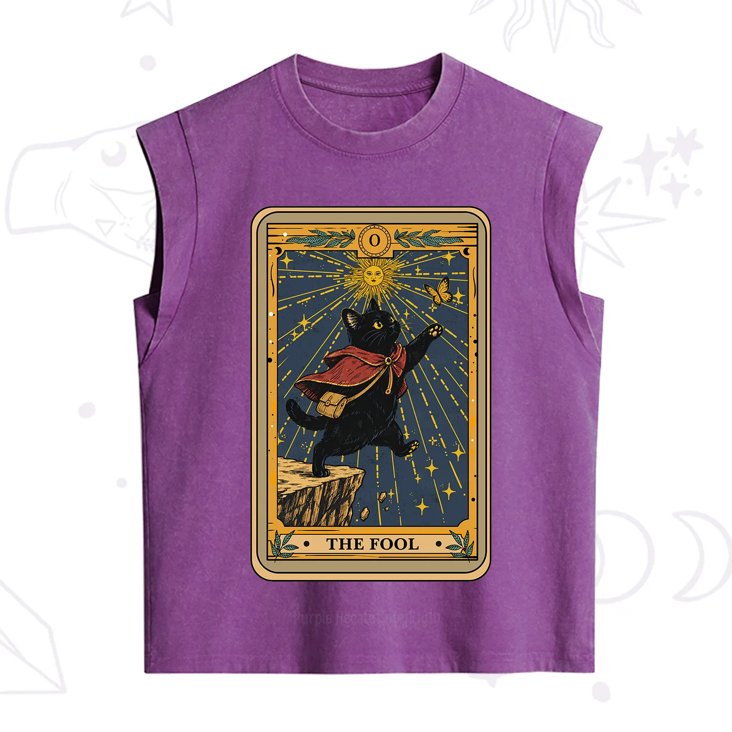 Purplehecate The Black Cat Fool Tarot Vintage Washed Tank