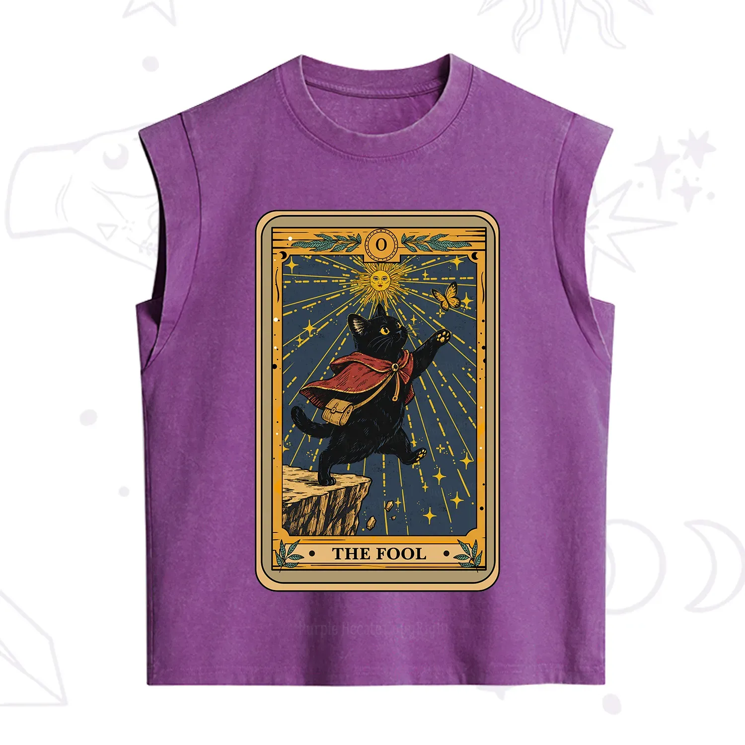 Purplehecate The Black Cat Fool Tarot Vintage Washed Tank