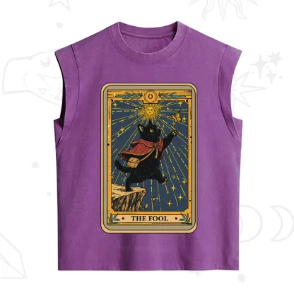 Purplehecate The Black Cat Fool Tarot Vintage Washed Tank