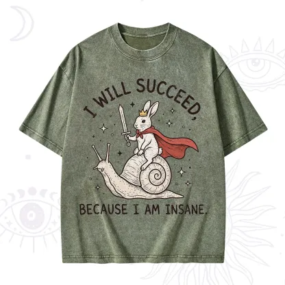 Purplehecate I Will Succeed Because I Am Insane Washed T-Shirt
