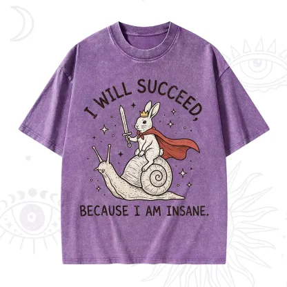 Purplehecate I Will Succeed Because I Am Insane Washed T-Shirt