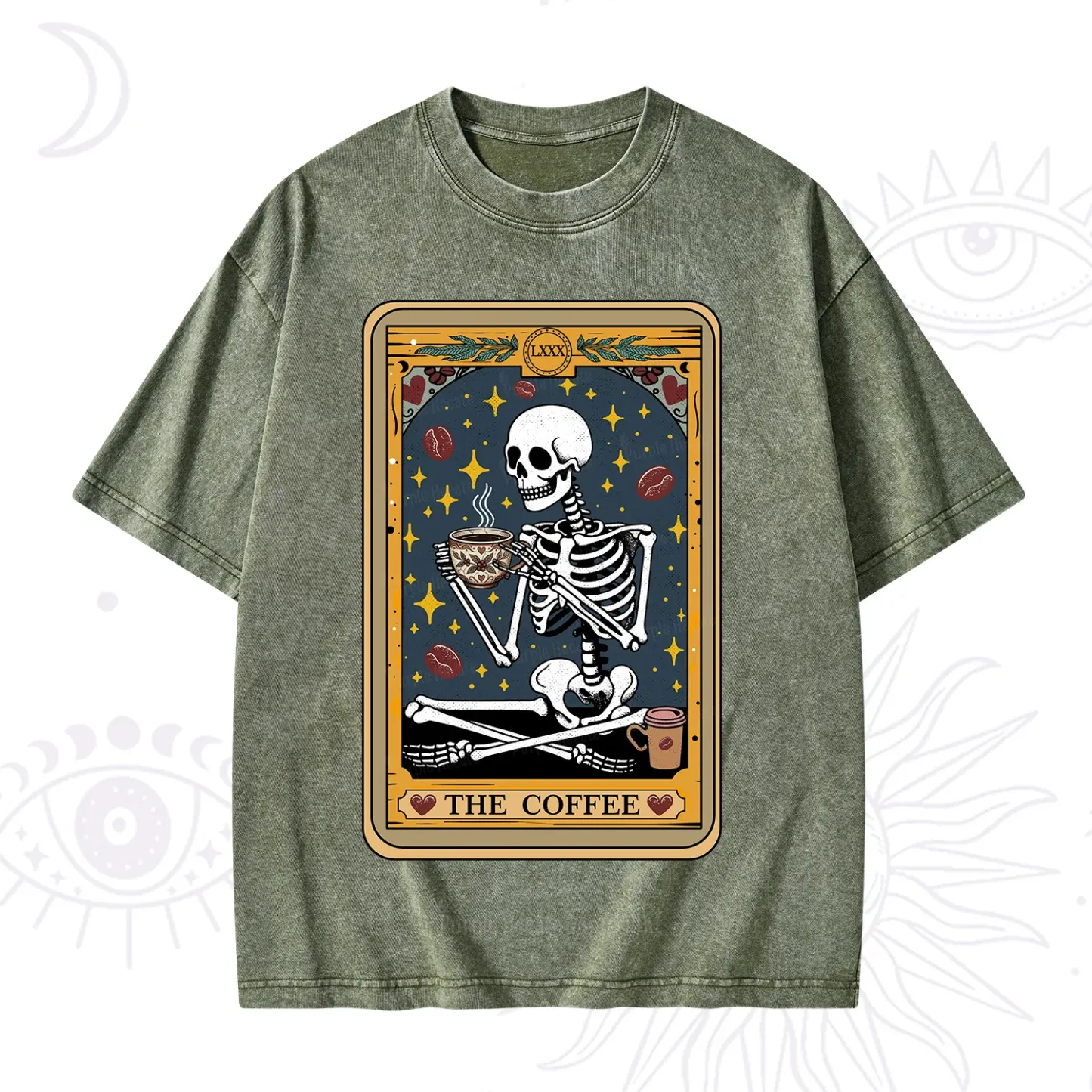 Purplehecate The Coffee Lover Tarot Card Washed T-Shirt