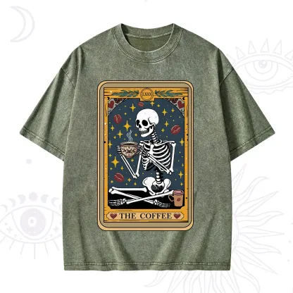 Purplehecate The Coffee Lover Tarot Card Washed T-Shirt