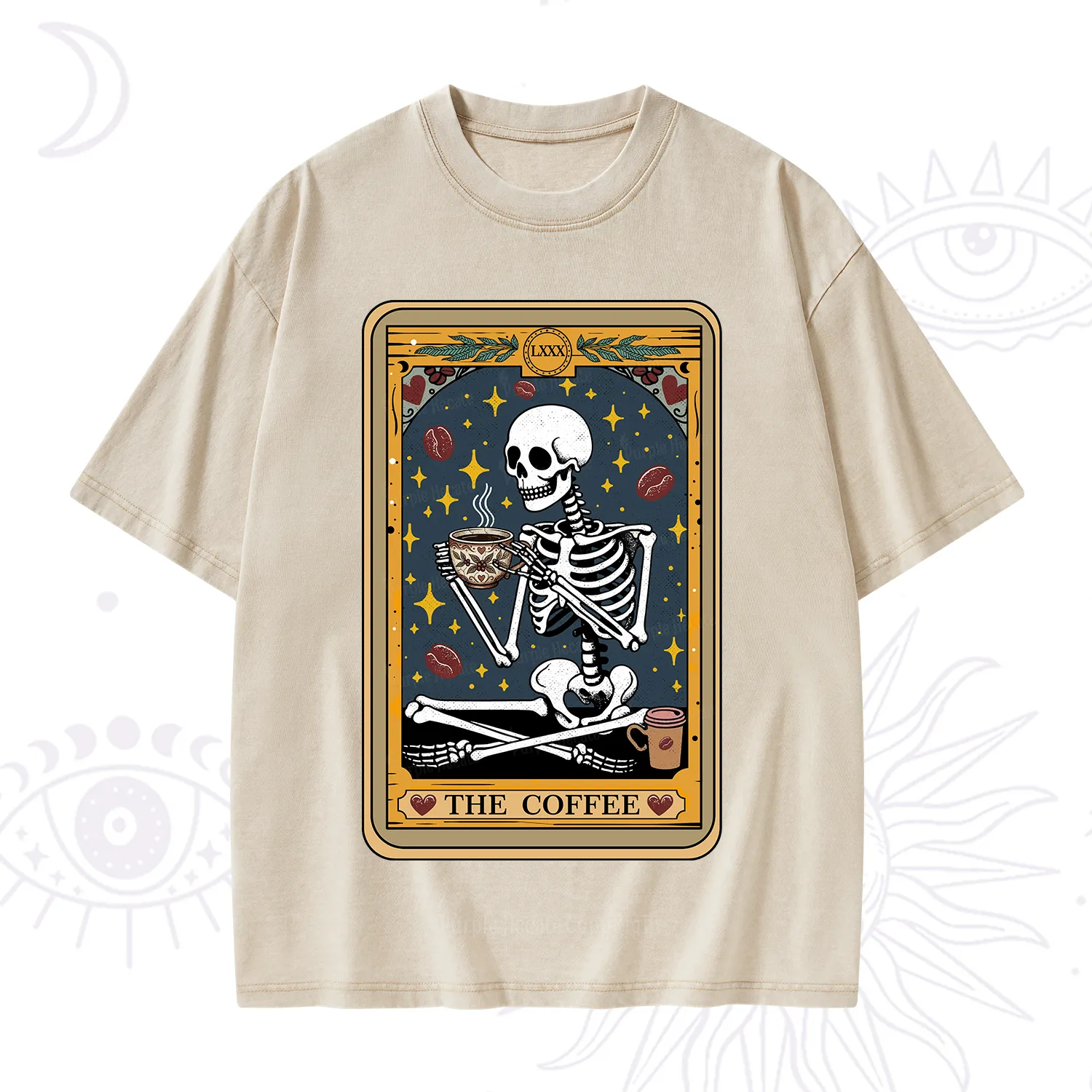 Purplehecate The Coffee Lover Tarot Card Washed T-Shirt