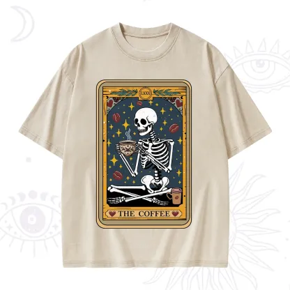 Purplehecate The Coffee Lover Tarot Card Washed T-Shirt