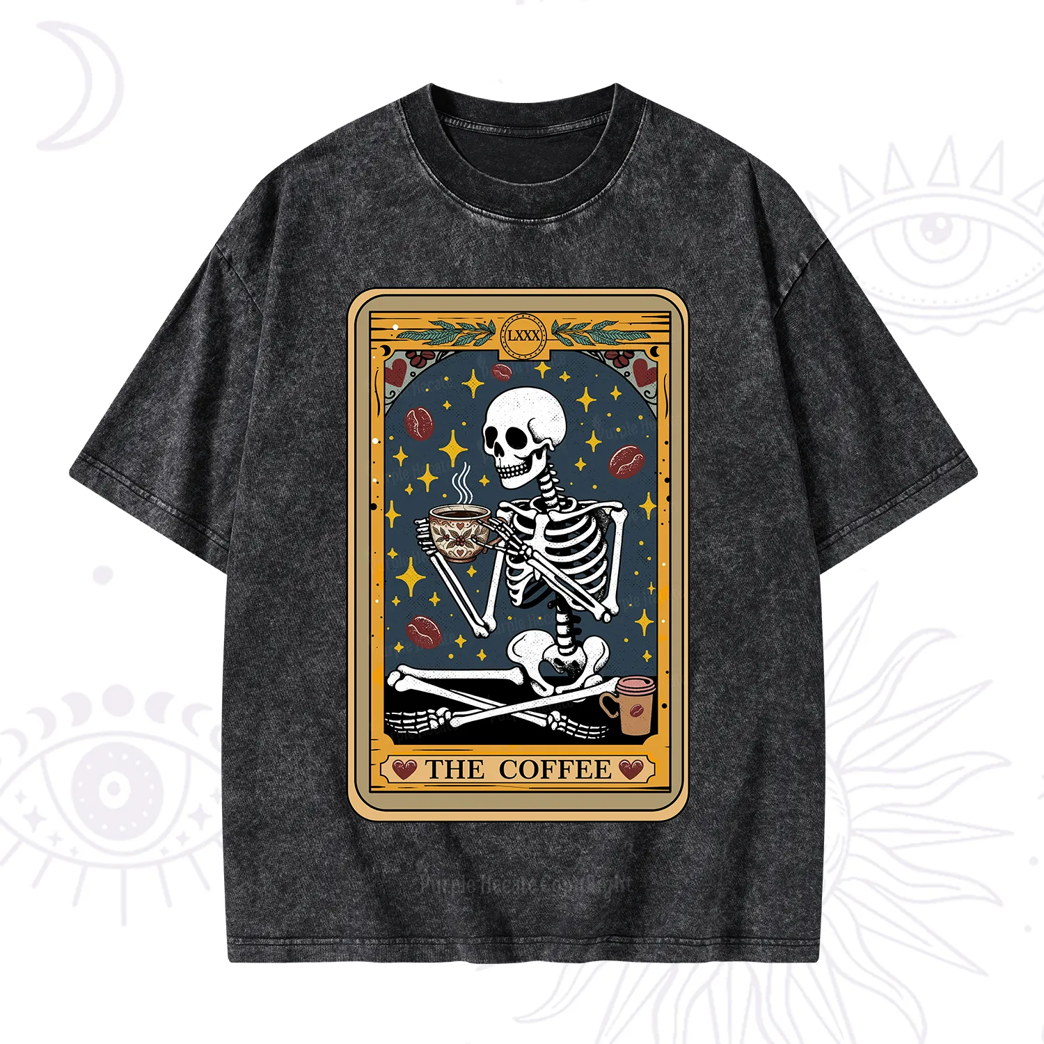Purplehecate The Coffee Lover Tarot Card Washed T-Shirt